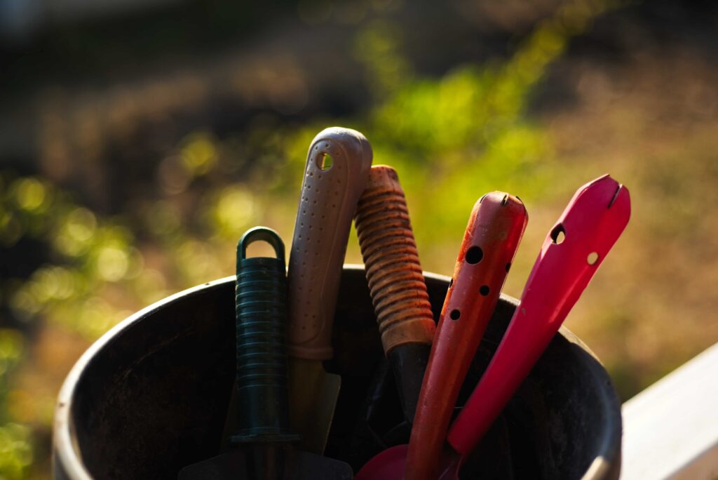 tuingereedschap met roest